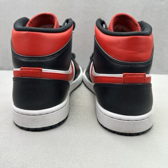 Nike Air Jordan 1 Mid 'Bred Toe' Mens Size 8 Shoes Black Red Chicago 2022 - Picture 4 of 8